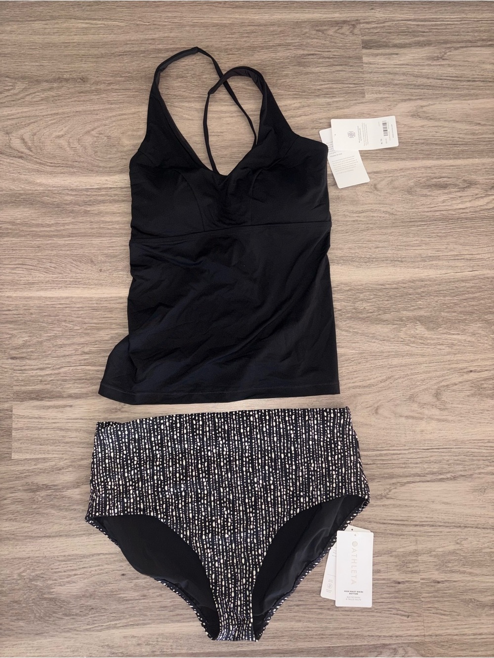 NWT Athleta Tankini Swim Set XL Top Black D-DD Support & XL High Waist
Bottom